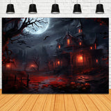 Spooky House Halloween Night Moon Backdrop RR7-61