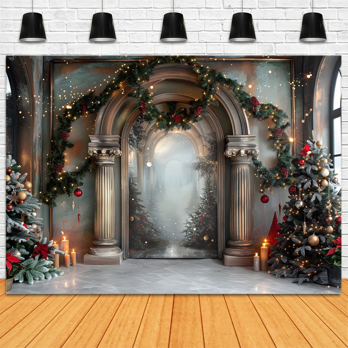 Christmas Elegant Arched Entrance Backdrop RR7-610