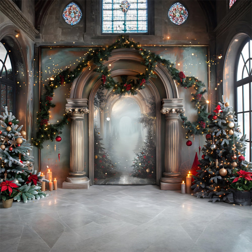 Christmas Elegant Arched Entrance Backdrop RR7-610