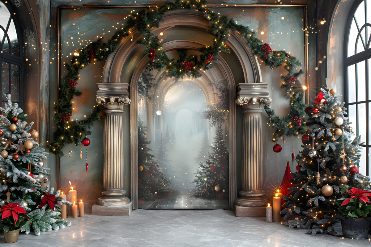 Christmas Elegant Arched Entrance Backdrop RR7-610