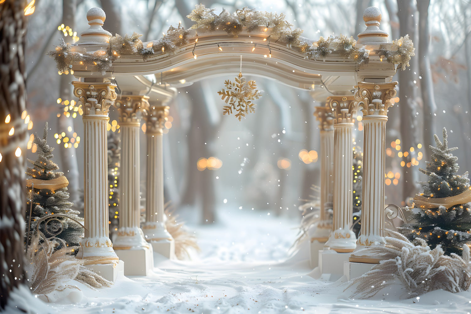 Christmas Snowflake Archway Wonderland Backdrop RR7-613