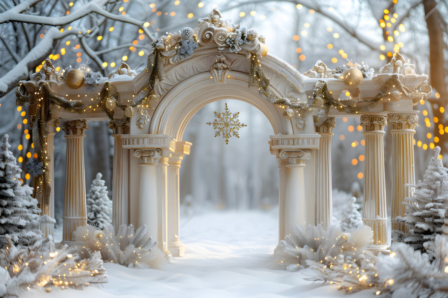 Christmas Elegant Archway with Snowflake Backdrop RR7-614