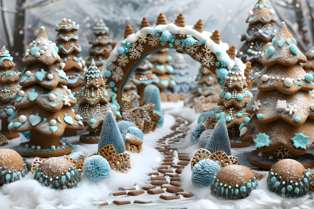 Christmas Tree Gingerbread Wonderland Backdrop RR7-617