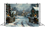 Christmas Village Night Scene Backdrop RR7-619