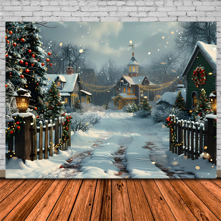 Christmas Village Night Scene Backdrop RR7-619