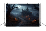 Halloween Scary Graveyard Pumpkin Patch Backdrop RR7-62