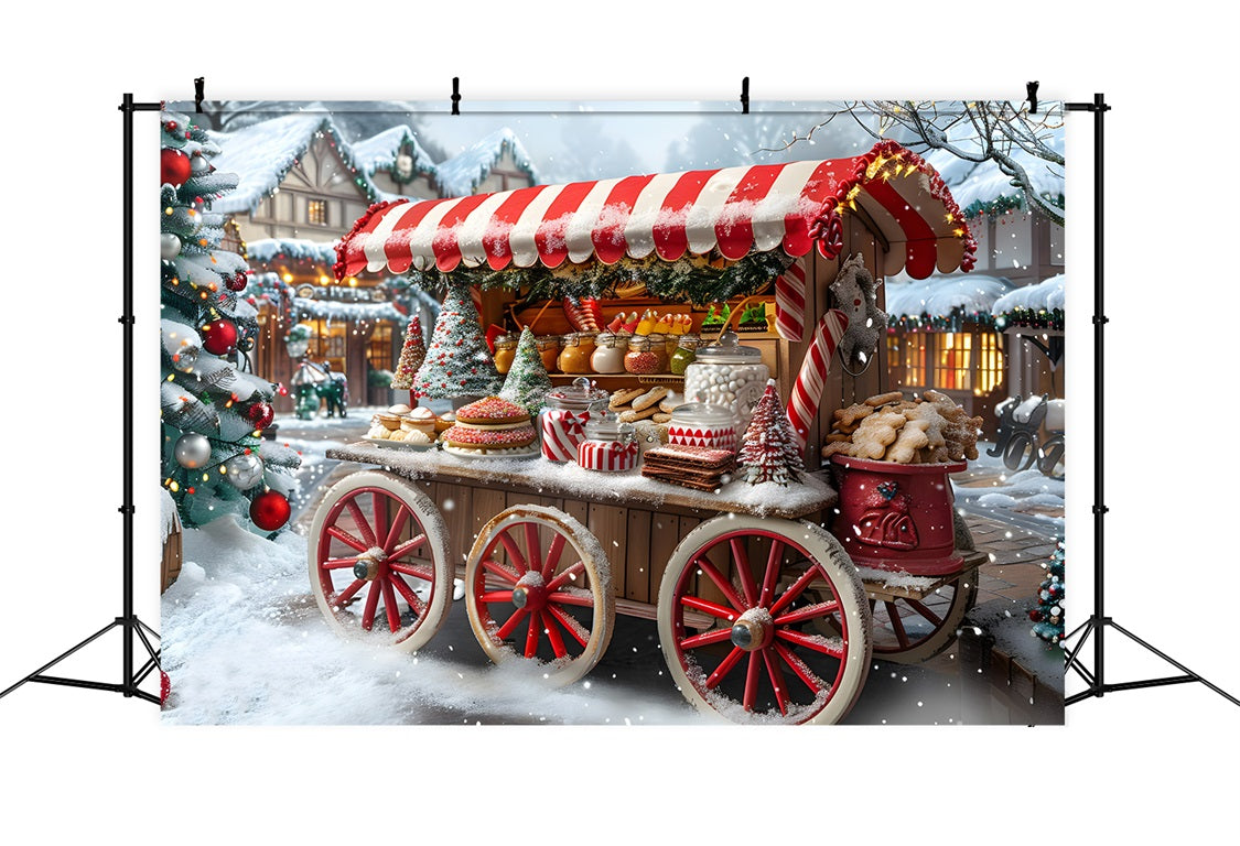 Christmas Market Treats Cart Backdrop RR7-621