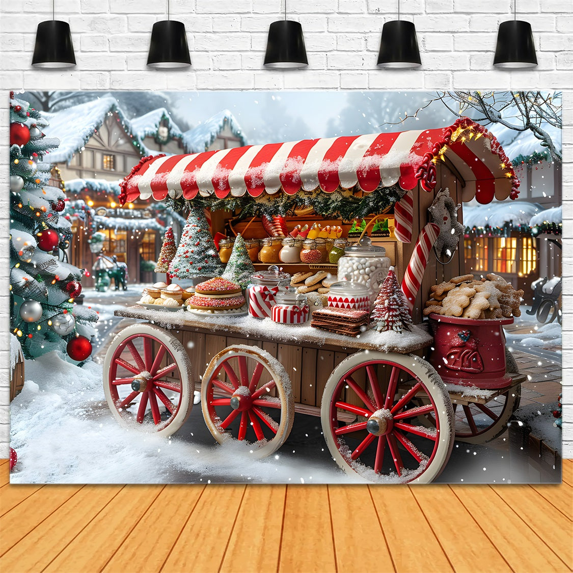 Christmas Market Treats Cart Backdrop RR7-621