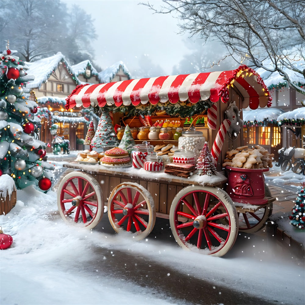 Christmas Market Treats Cart Backdrop RR7-621