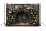 Christmas Holly Berry Fireplace Backdrop RR7-628