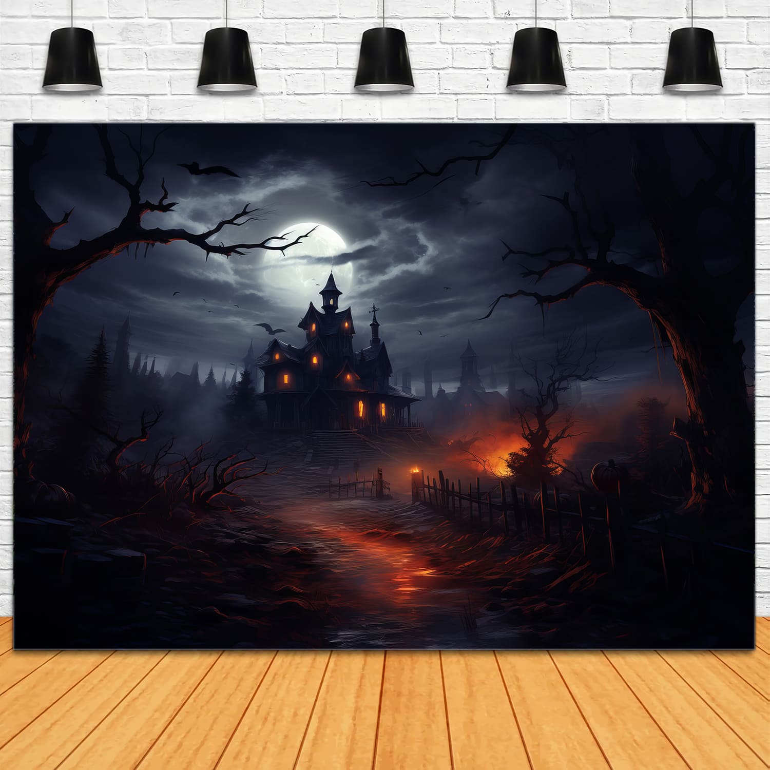 Foggy Haunted House Halloween Photography Backdrop RR7-63