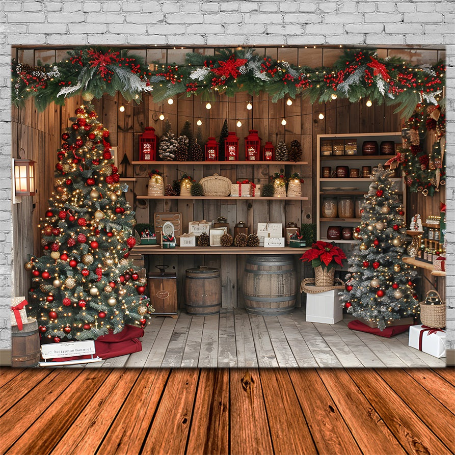 Christmas Rustic Market Stall Backdrop RR7-630