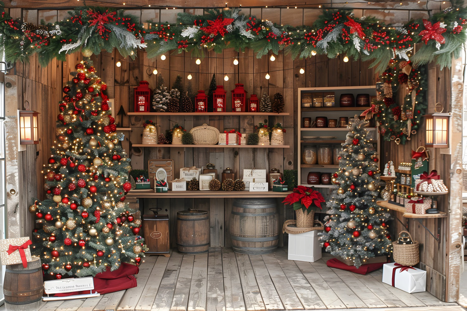 Christmas Rustic Market Stall Backdrop RR7-630