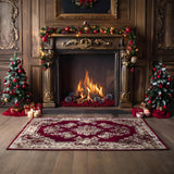 Christmas Elegant Fireplace Red Accents Backdrop RR7-631