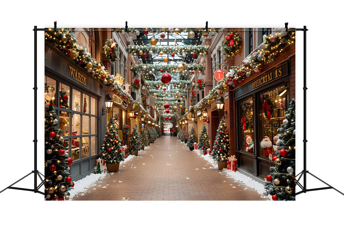 Christmas Festive Shopping Arcade Backdrop RR7-635