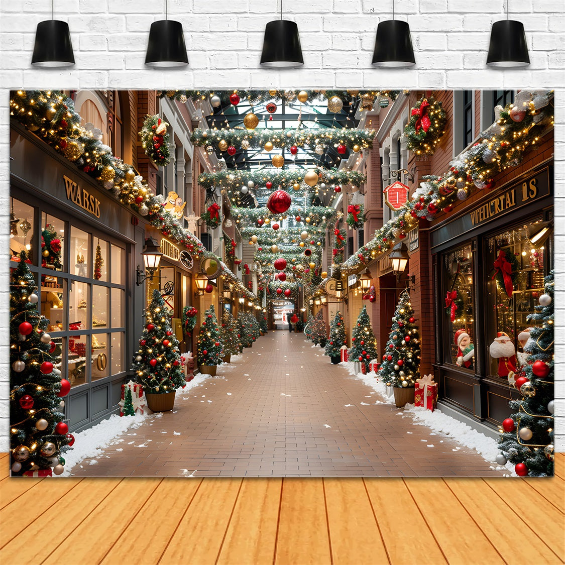 Christmas Festive Shopping Arcade Backdrop RR7-635