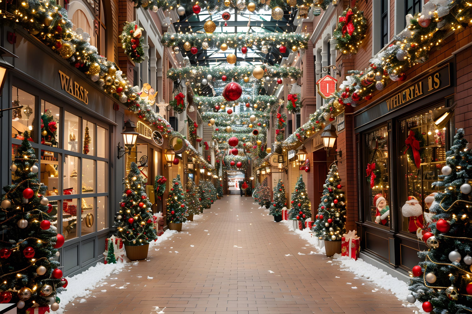 Christmas Festive Shopping Arcade Backdrop RR7-635