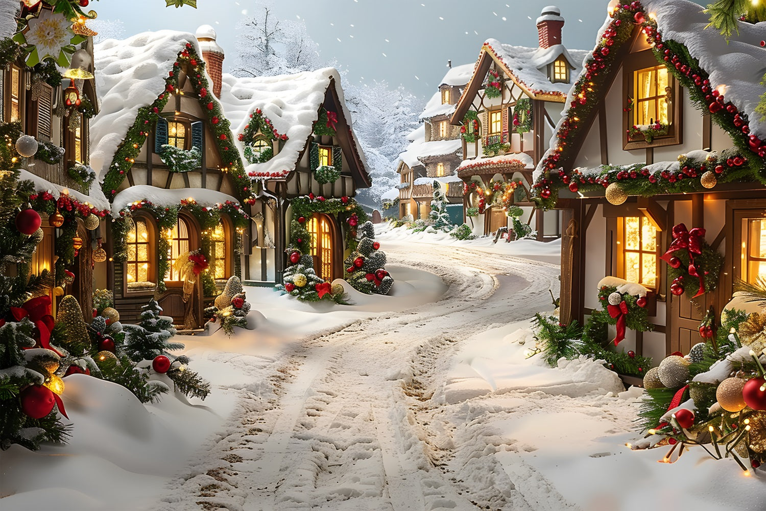 Christmas Enchanted Village Path Backdrop RR7-636