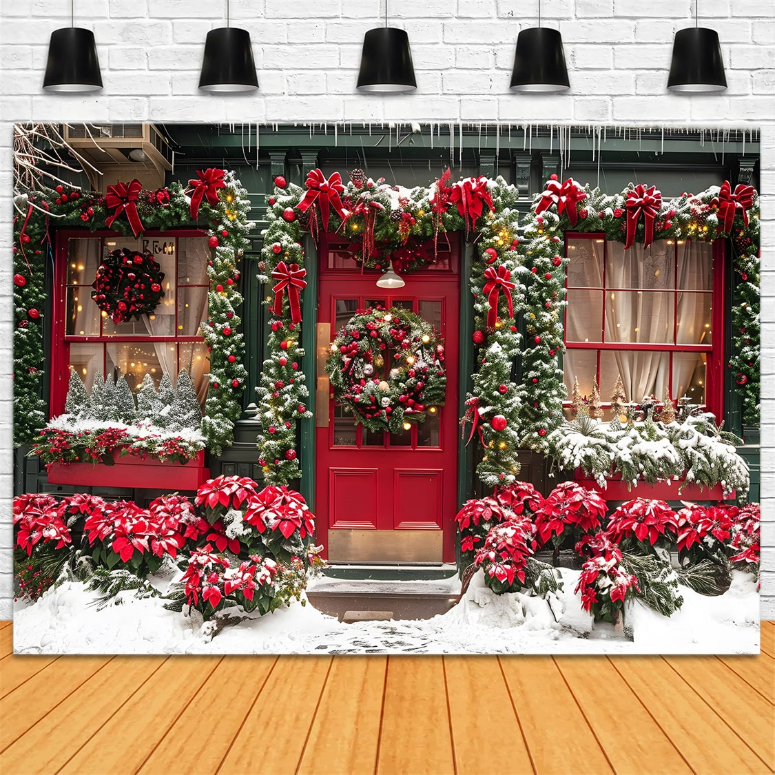 Christmas Festive Storefront Display Backdrop RR7-637