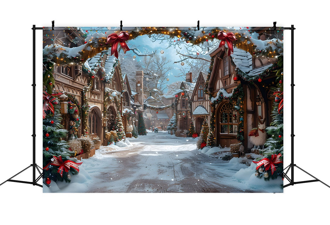 Christmas Fairytale Village Snowy Backdrop RR7-638