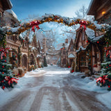 Christmas Fairytale Village Snowy Backdrop RR7-638