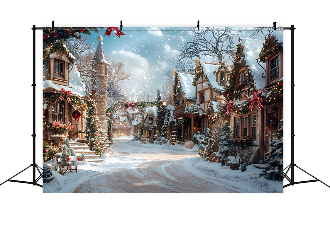 Christmas Magical Village Street Backdrop RR7-639