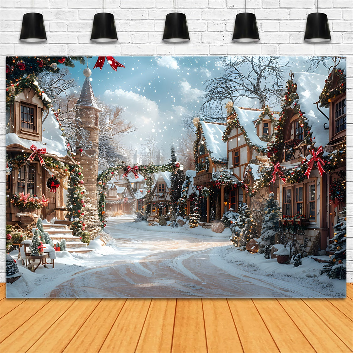 Christmas Magical Village Street Backdrop RR7-639