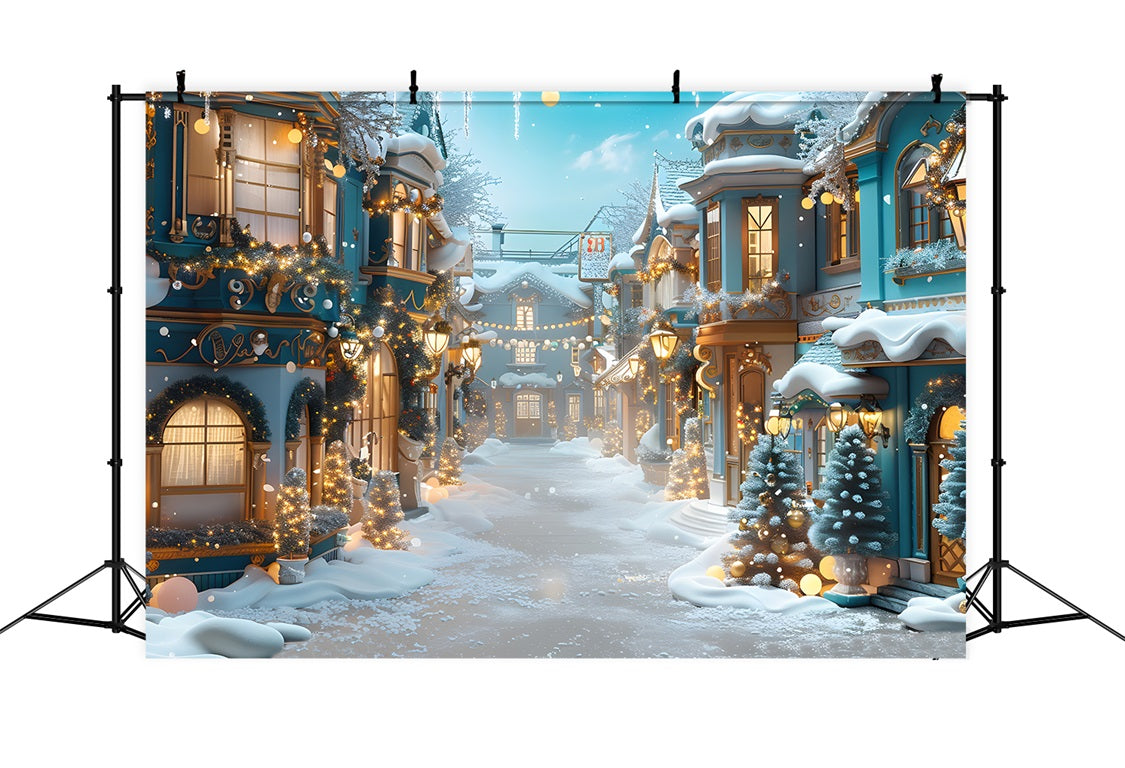 Christmas Enchanted Snowy Village Backdrop RR7-644