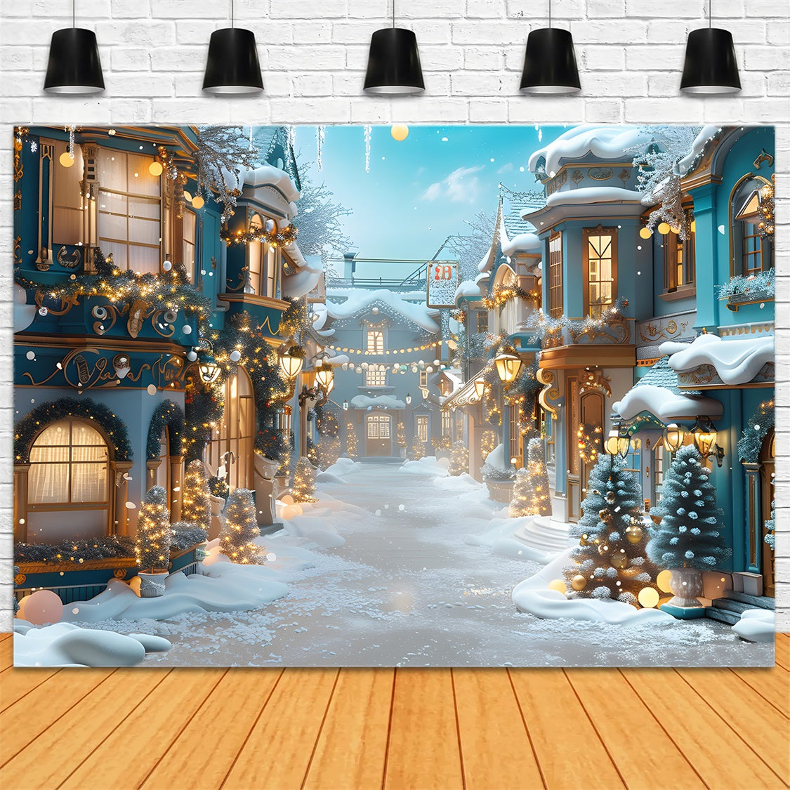 Christmas Enchanted Snowy Village Backdrop RR7-644