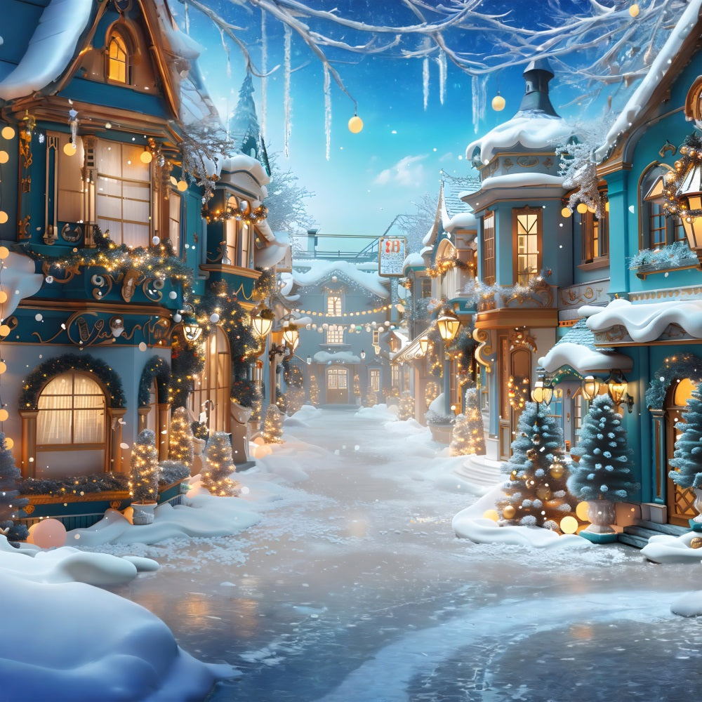 Christmas Enchanted Snowy Village Backdrop RR7-644