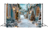 Christmas Enchanted Snowy Courtyard Backdrop RR7-645