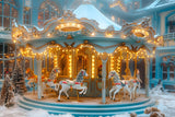 Christmas Carousel Winter Wonderland Backdrop RR7-649