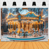 Christmas Carousel Winter Wonderland Backdrop RR7-650