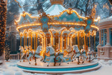 Christmas Carousel Winter Wonderland Backdrop RR7-650