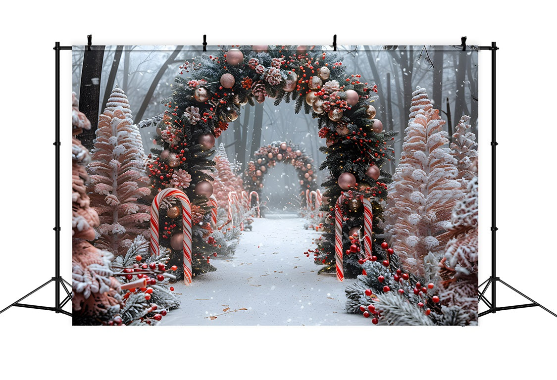 Christmas Candy Cane Ornament Archway Backdrop RR7-654