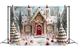 Christmas Gingerbread House Candy Cane Backdrop RR7-656