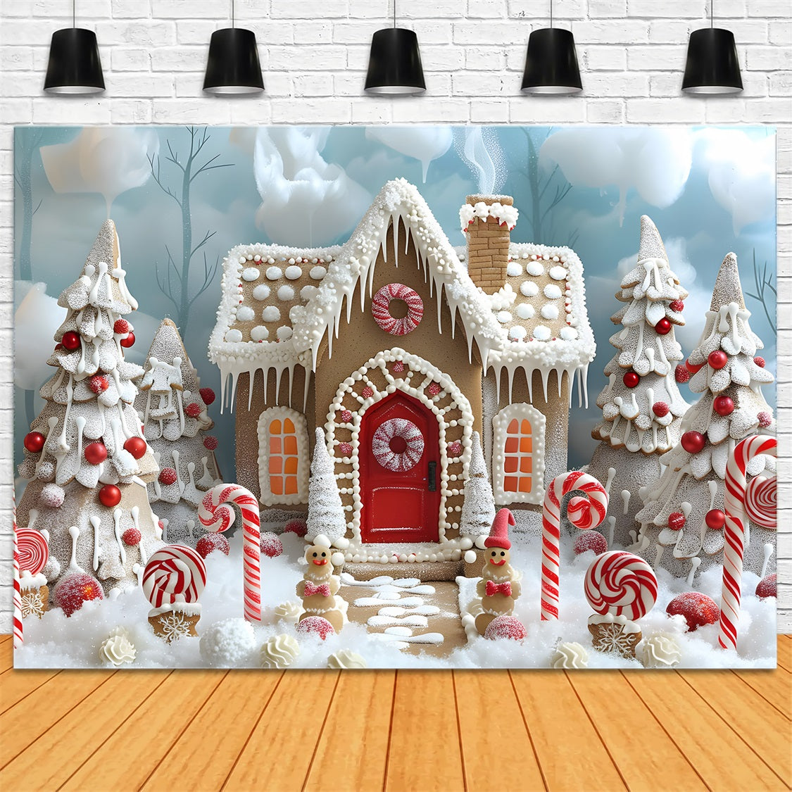 Christmas Candyland Gingerbread House Backdrop RR7-657