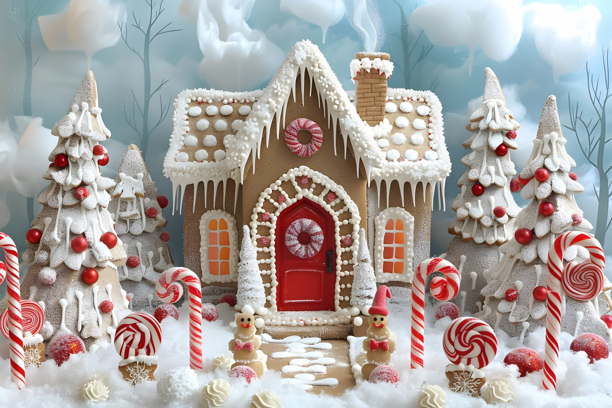 Christmas Candyland Gingerbread House Backdrop RR7-657