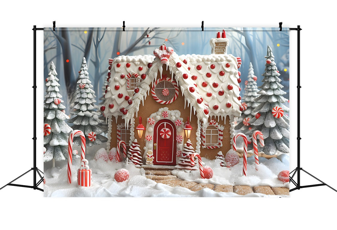 Christmas Peppermint Gingerbread House Backdrop RR7-658