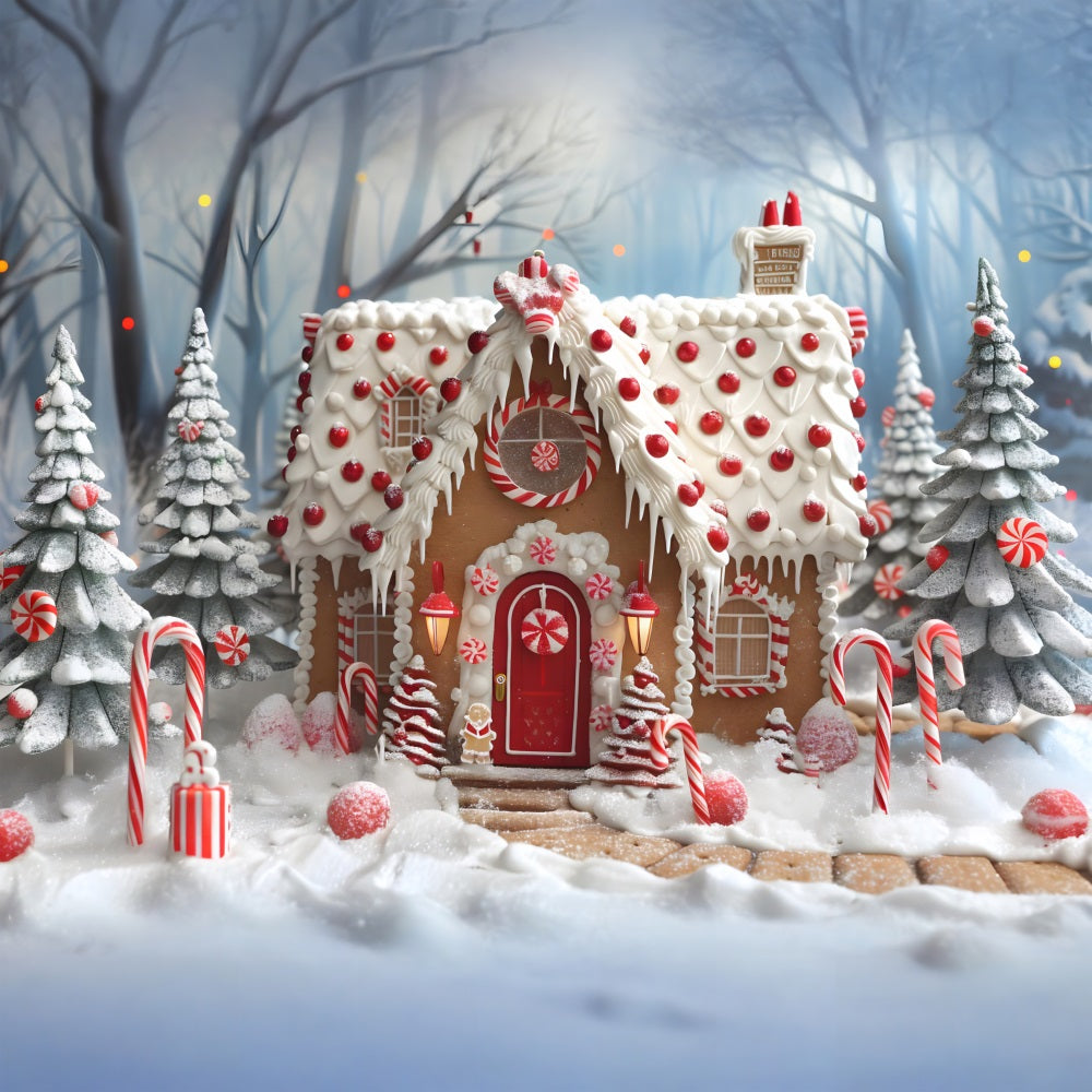 Christmas Peppermint Gingerbread House Backdrop RR7-658