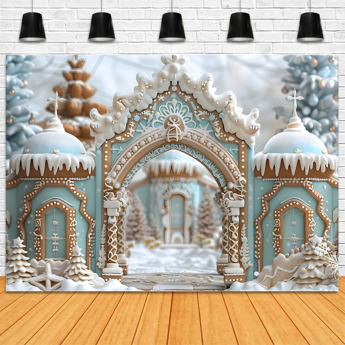 Christmas Gingerbread Palace Archway Backdrop RR7-660