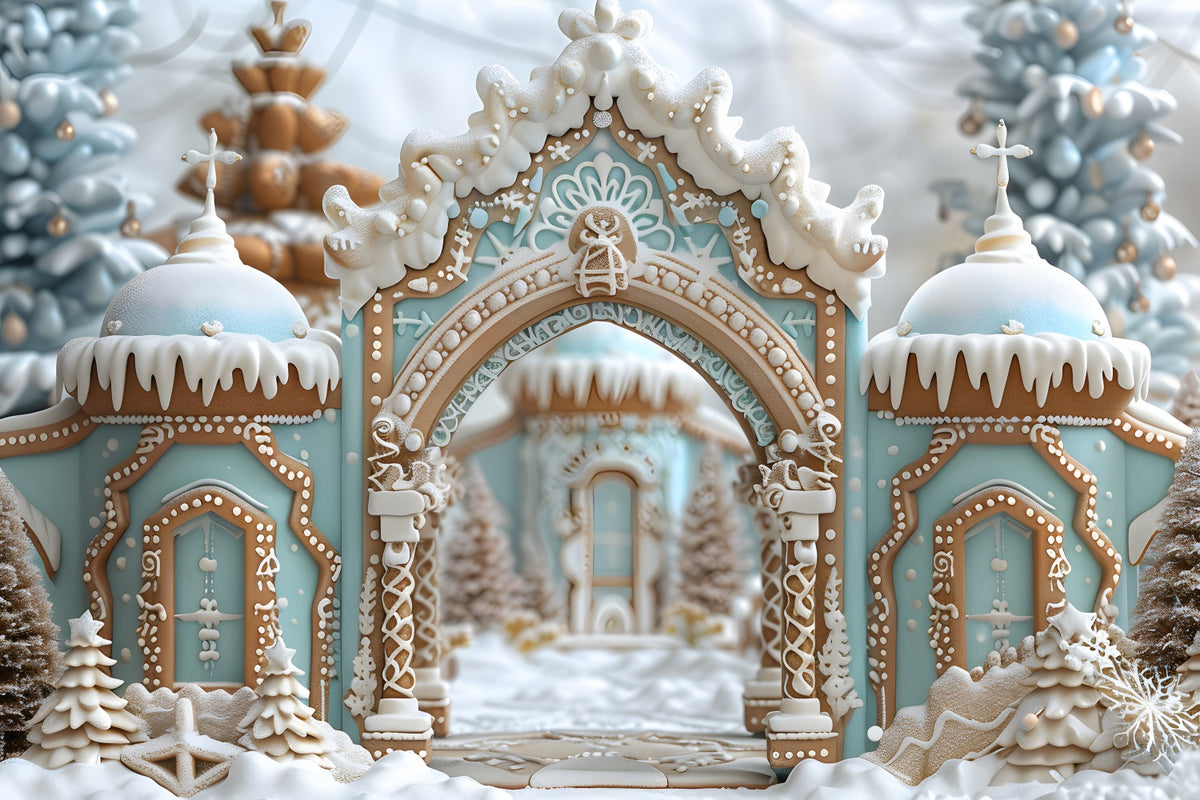 Christmas Gingerbread Palace Archway Backdrop RR7-660