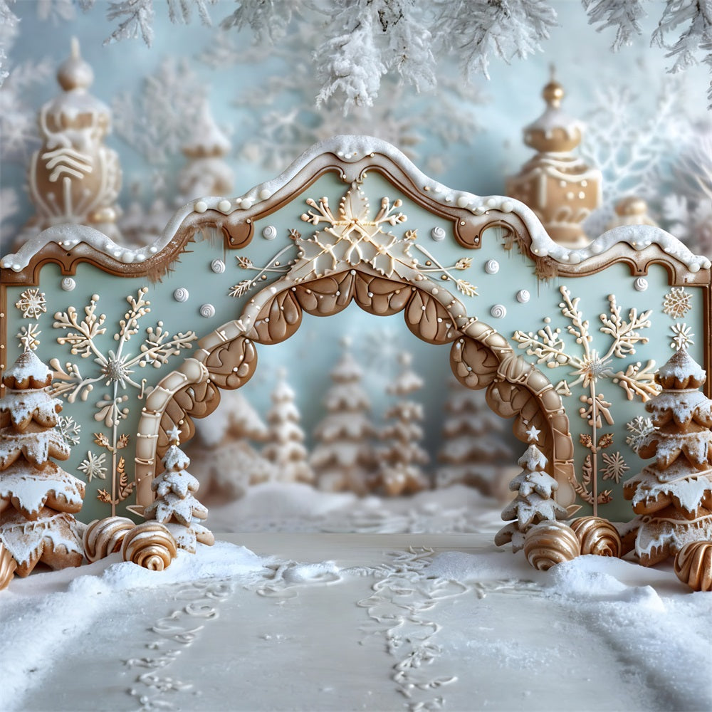 Christmas Gingerbread Snowflake Archway Backdrop RR7-661