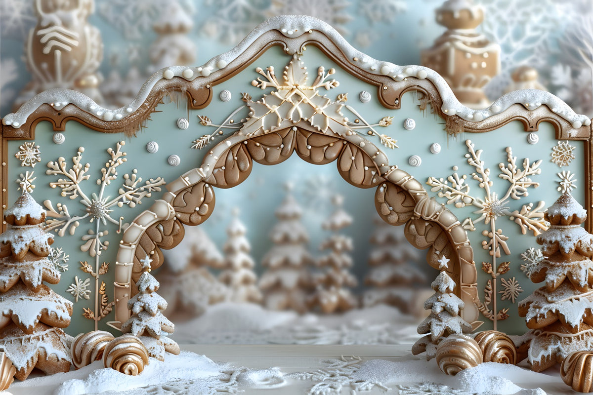 Christmas Gingerbread Snowflake Archway Backdrop RR7-661