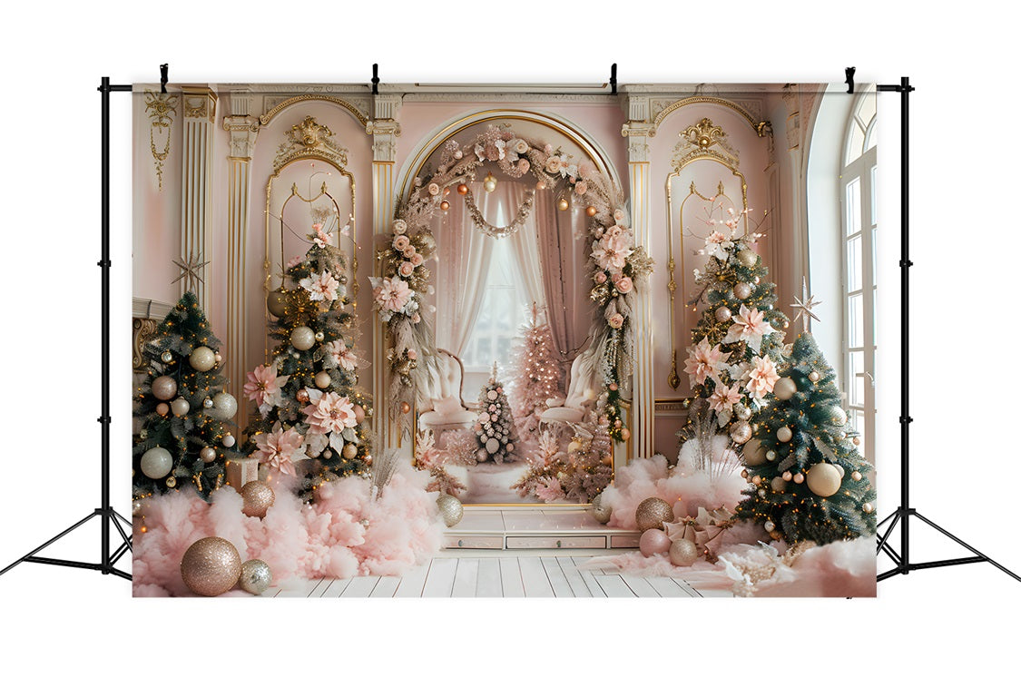 Christmas Elegant Pink Archway Backdrop RR7-665