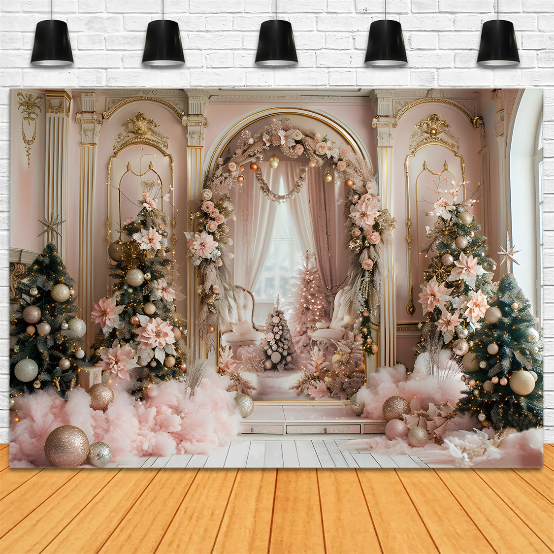 Christmas Elegant Pink Archway Backdrop RR7-665