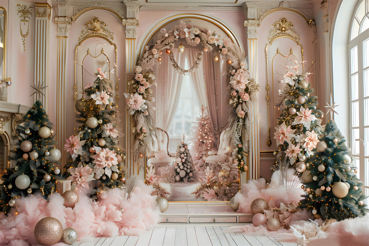 Christmas Elegant Pink Archway Backdrop RR7-665