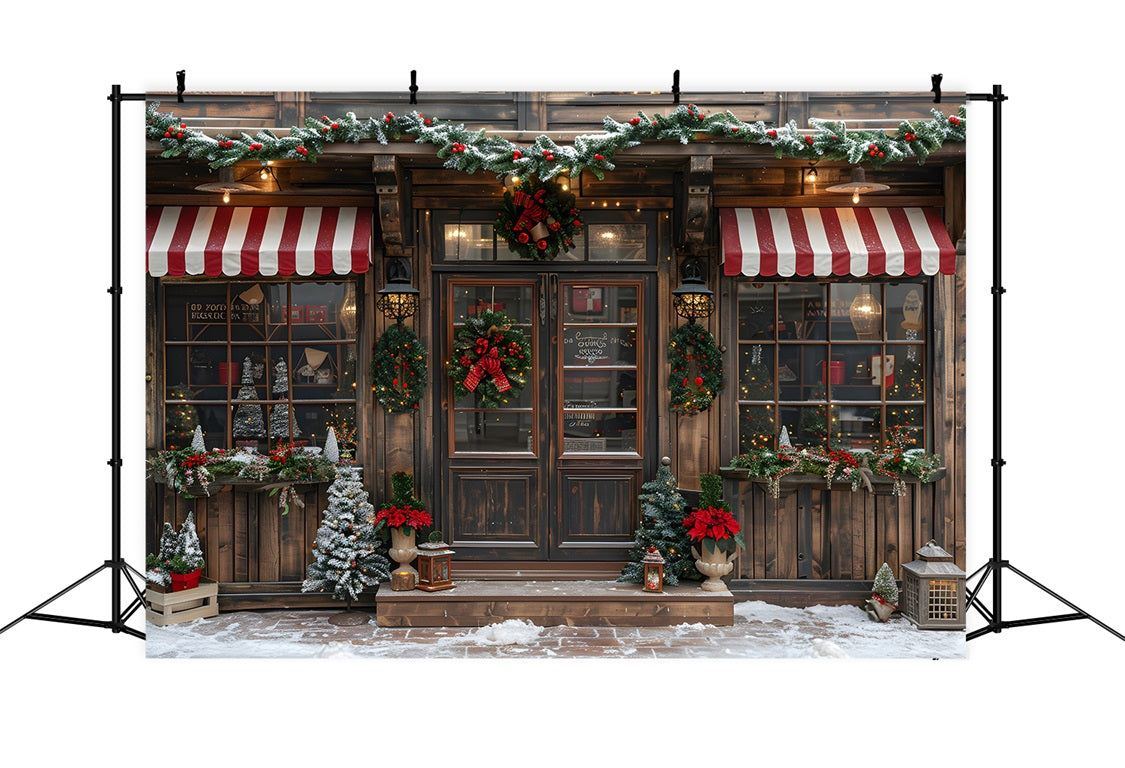 Christmas Vintage Shopfront Garland Backdrop RR7-667