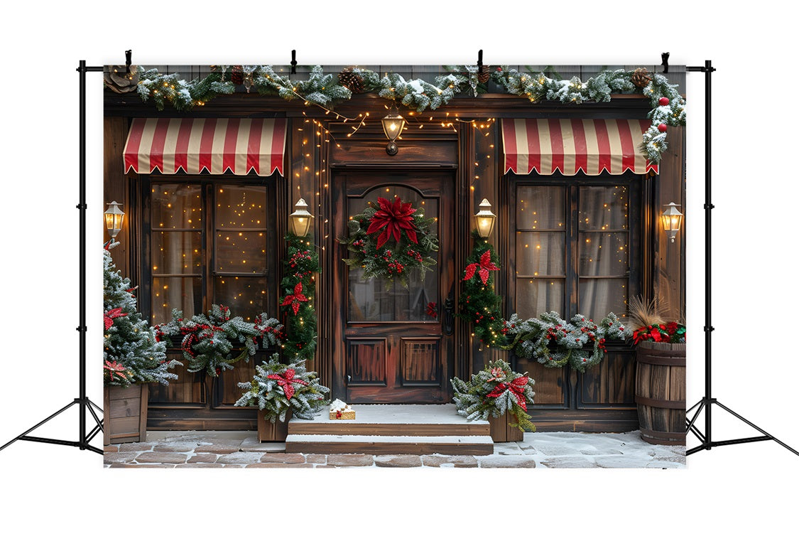 Christmas Shopfront Wreath Garland Backdrop RR7-668