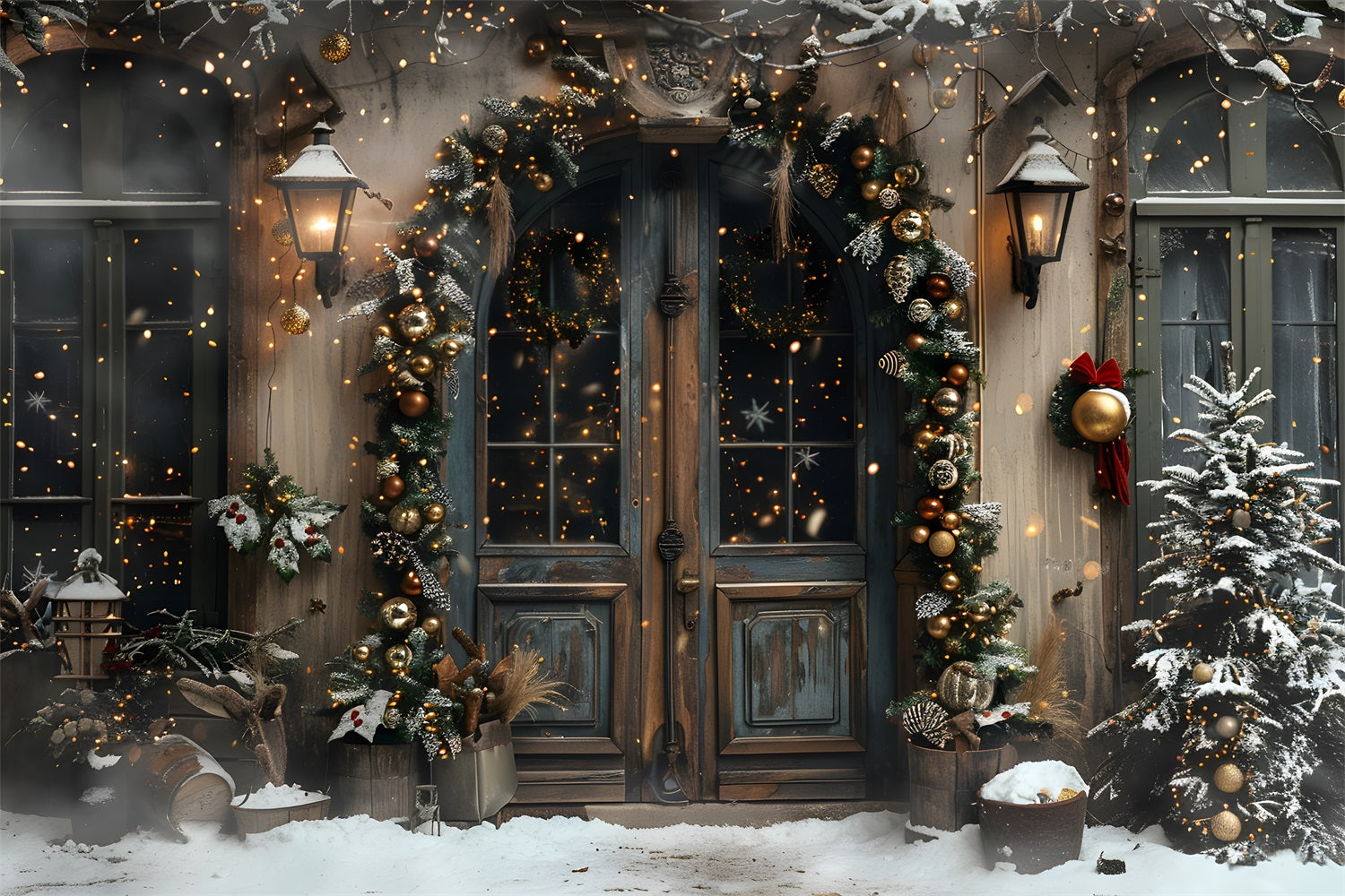 Christmas Elegant Arched Entrance Backdrop RR7-669